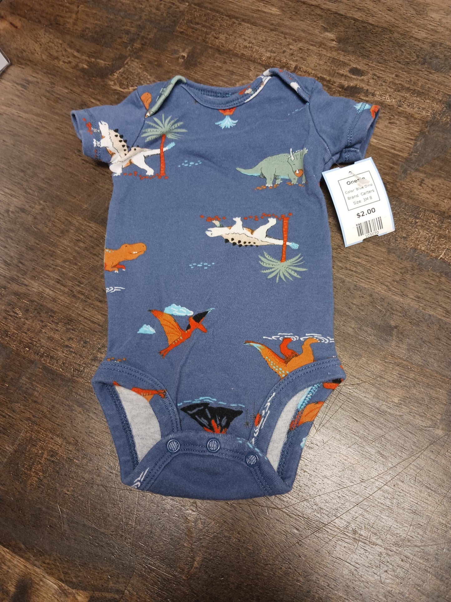 Blue Dino Carters Onesie, 3M B