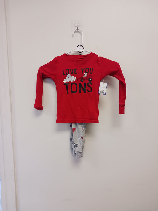 Red/Grey Valentines Carters Pjs, 3T B
