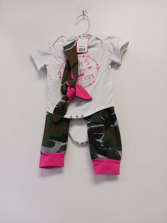 white/camo Boutique 3 Piece Daddy's Princess Set, 6M G