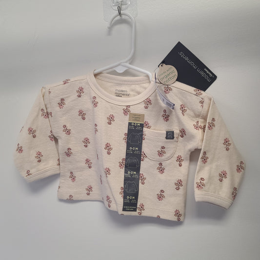 Tan/Pink Flower Modern Moments Longsleeve Shirt, NB G
