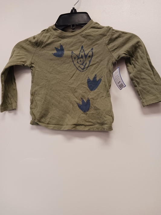 Green Old Navy Long Sleeve Footprint Tshirt, 3T B