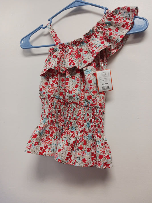 White/Red/Blue/Brown Flower Girls Pink Shirt, 4T G