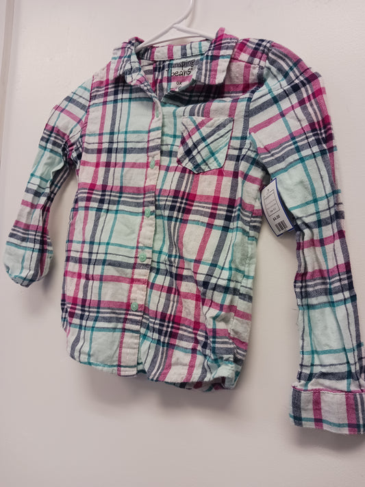 Blue/Pink Plaid Jumping Bean Longsleeve Button Up, 6 G