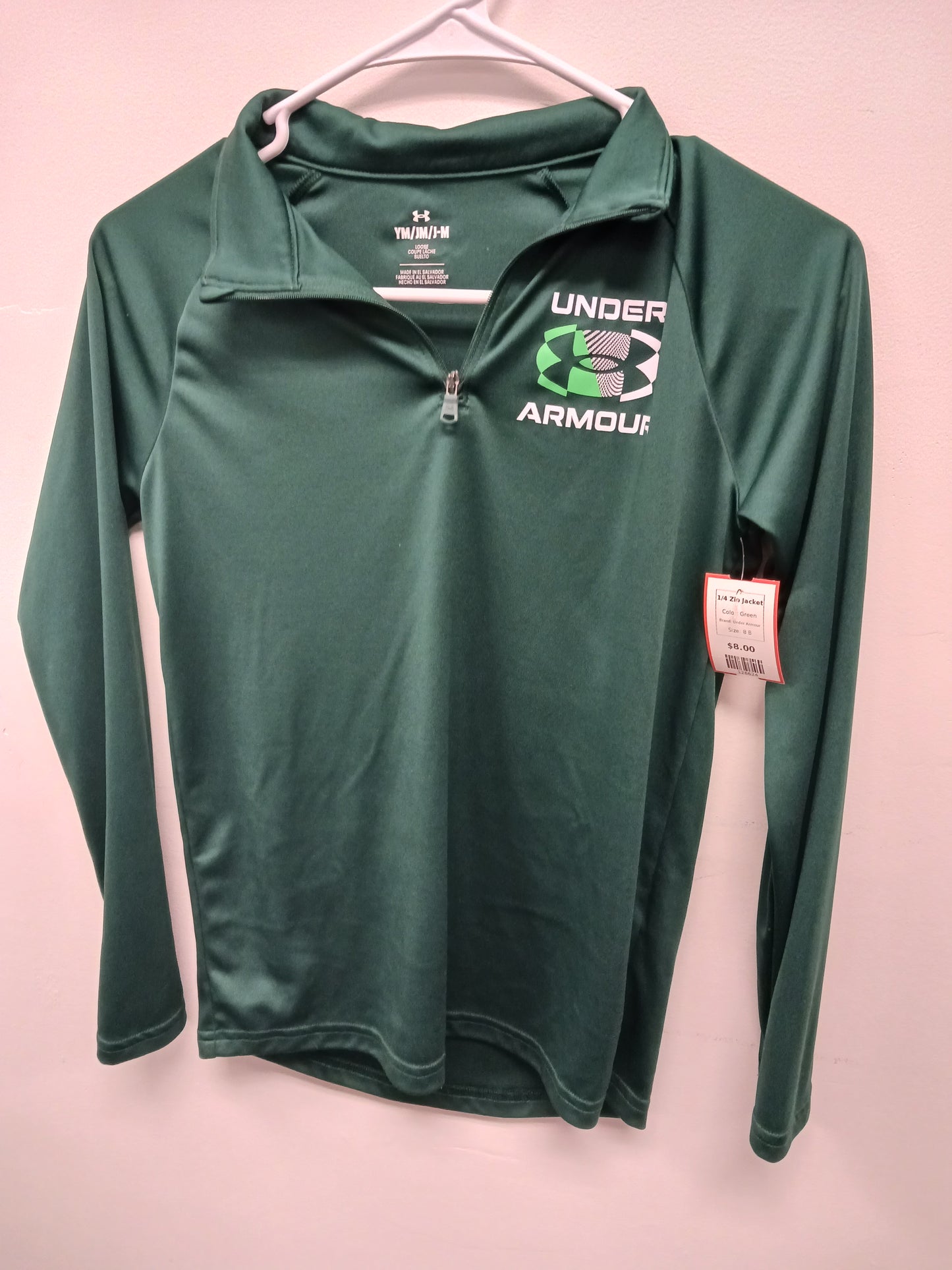 Green Under Armour 1/4 Zip Jacket, 8 B