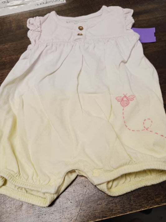 Pink/Yellow Burt's Bees Baby Short One Piece, 6M G