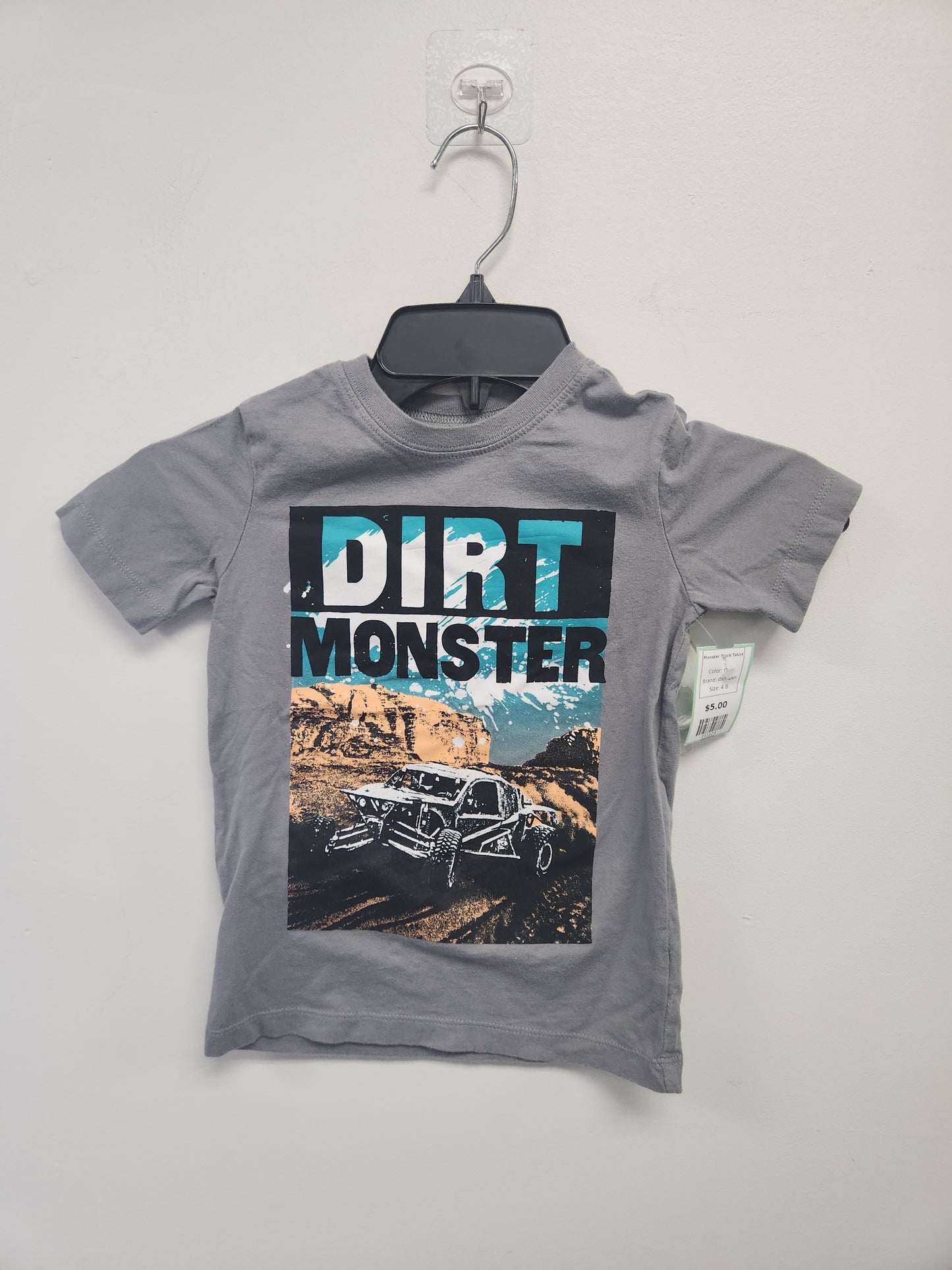 Grey OshKosh Monster Truck Tshirt, 4 B