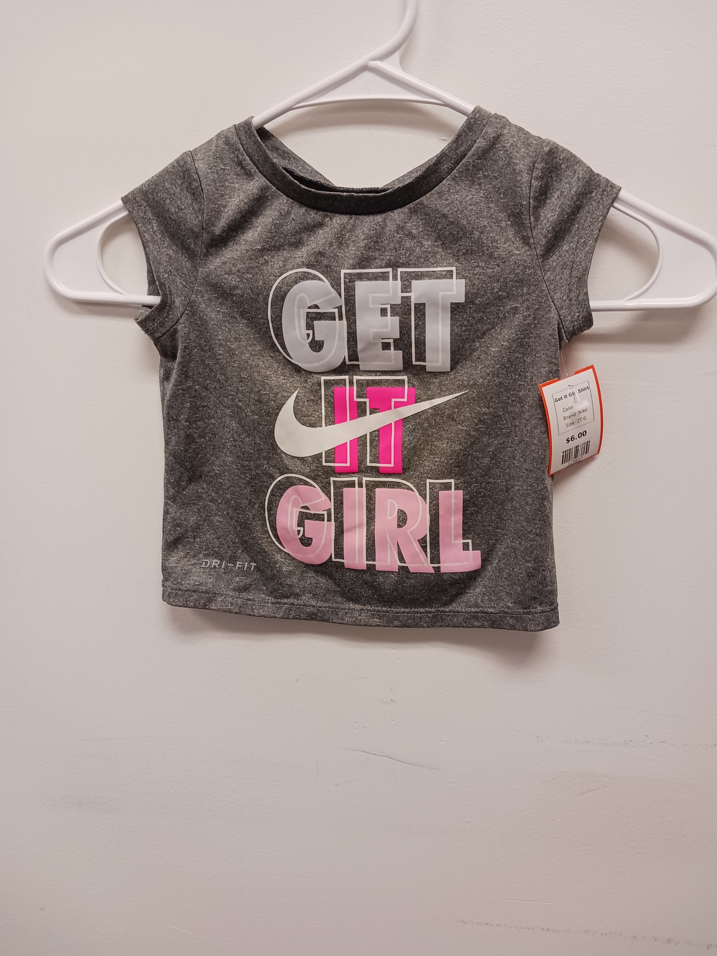 Grey Nike Get it Girl Shirt, 2T G