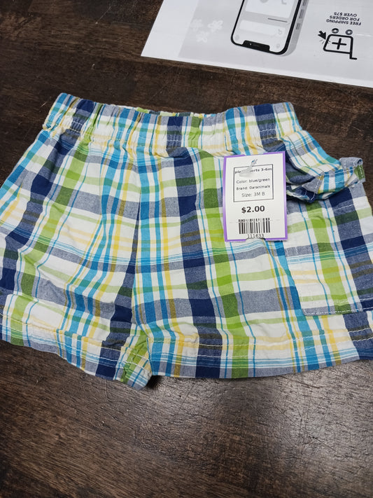 blue/green Garanimals plaid shorts 3-6m, 3M B
