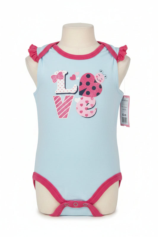 Blue/Pink Lady Bug Swiggles Tank Top Onesie, 6M G