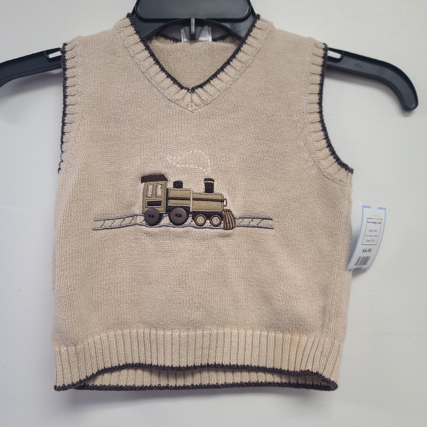Tan Perfectly Dressesd Train Sweater Vest, 2T B