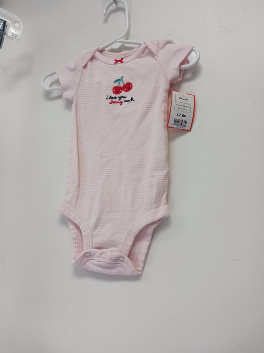 Pink/White Striped Carters Onesie, 6M G