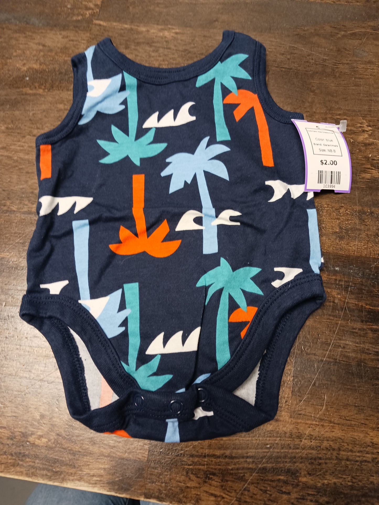 blue Garanimals Tank Palm Tree Onesie 0-3m, NB B