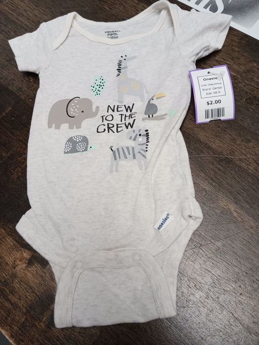 Grey Animal Gerber Onesie, NB B