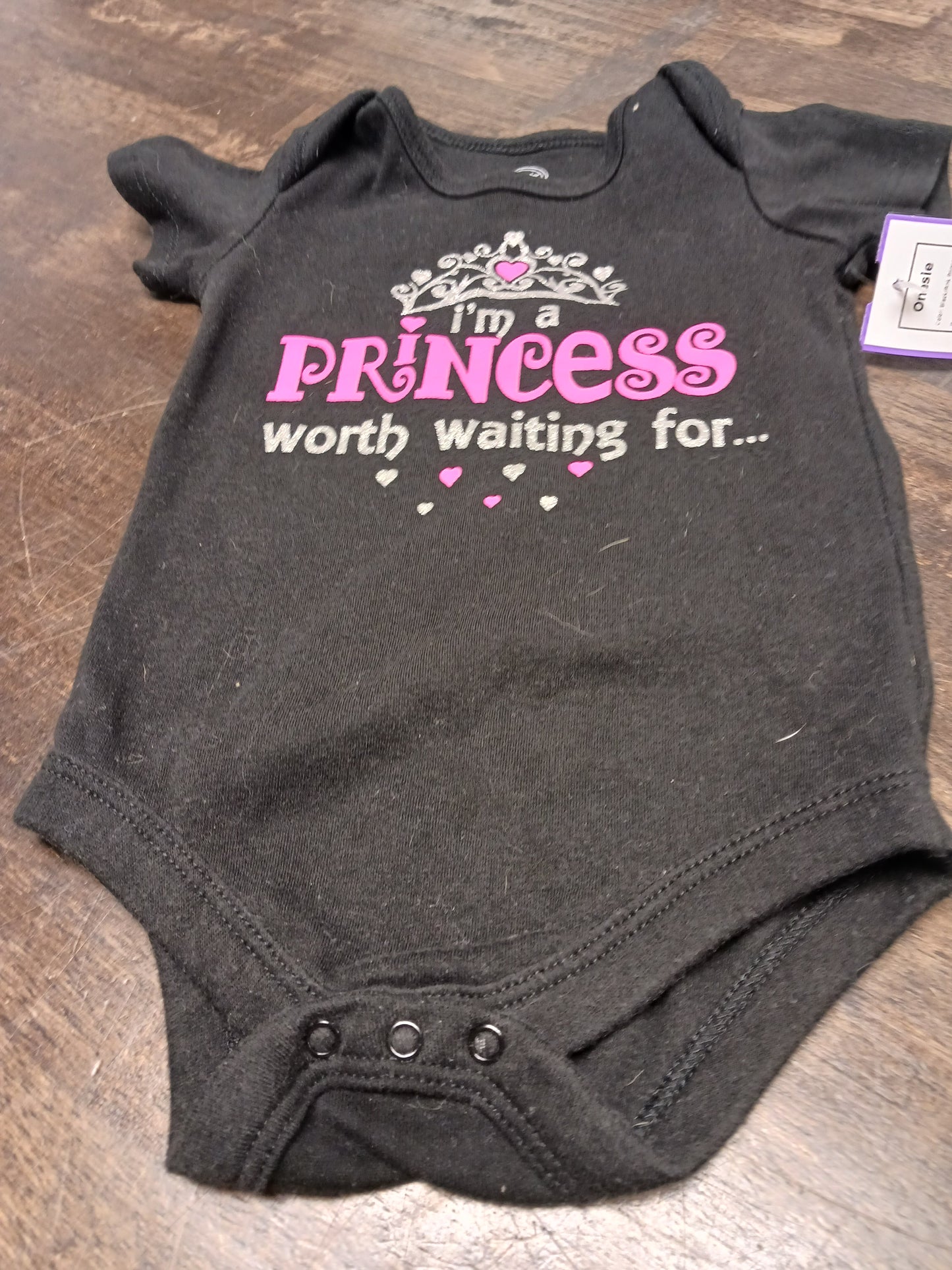 Black/Pink Princess Wonder Nation Onesie, 12M G