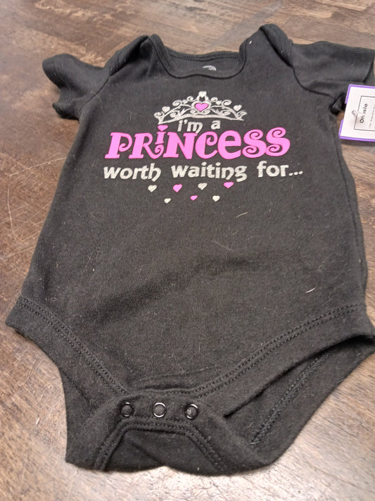 Black/Pink Princess Wonder Nation Onesie, 12M G