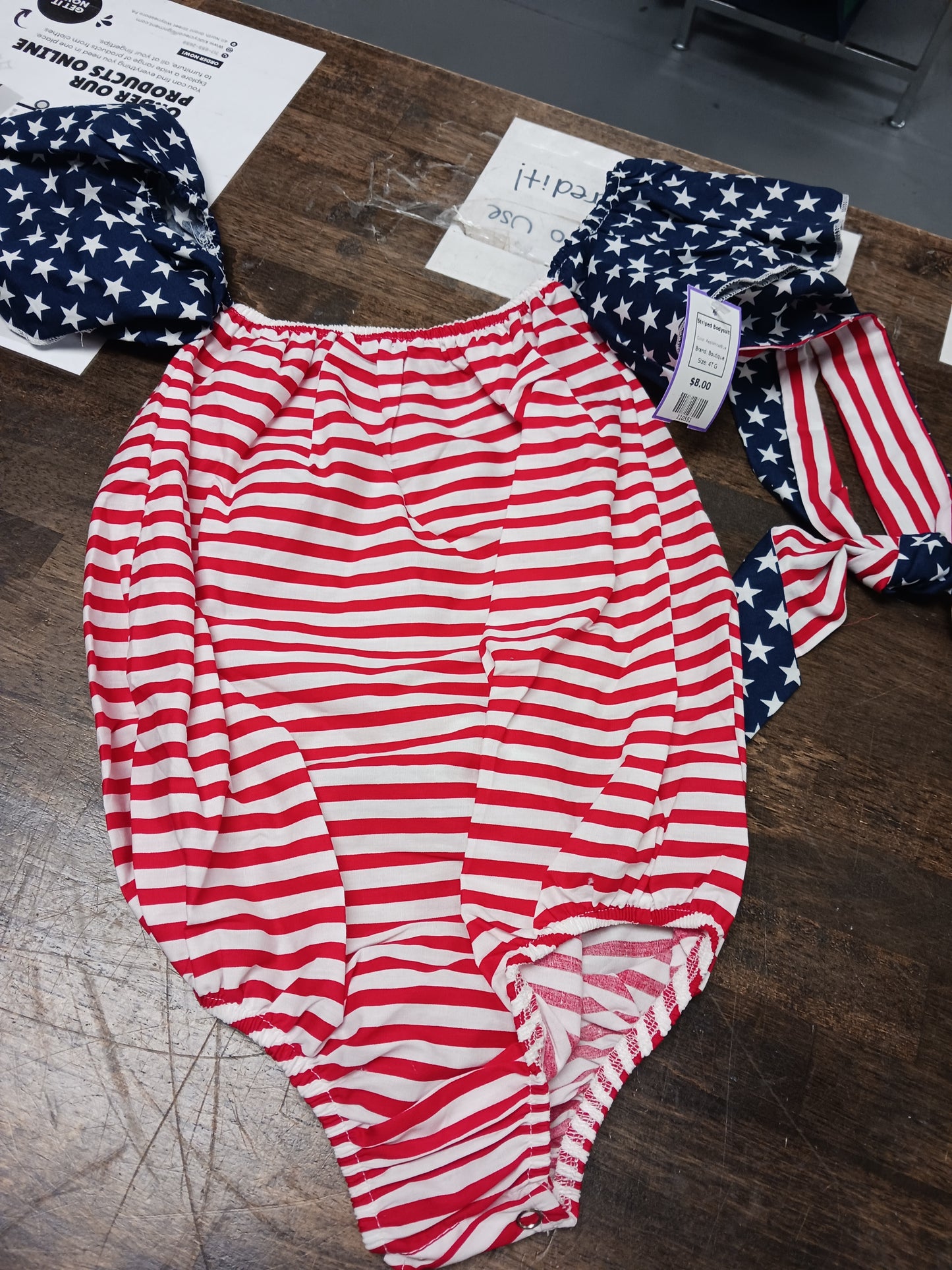 Red/White/Blue Boutique Striped Bodysuit, 4T G