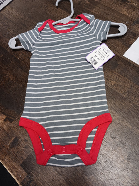 Grey/White/Red Carters Onesie, 3M B