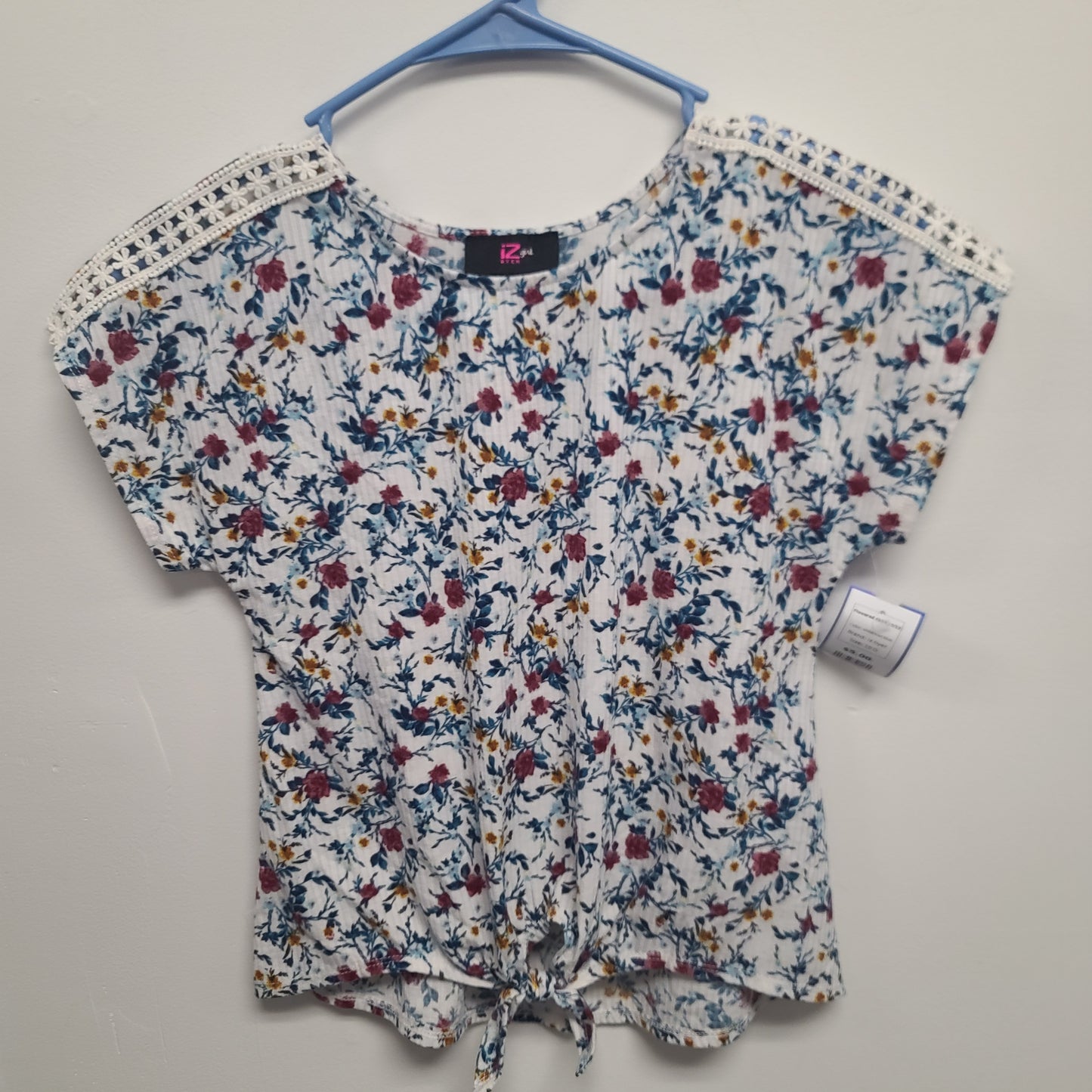 white/rust/blue iz byer Flowered Shirt 10/12, 10 G