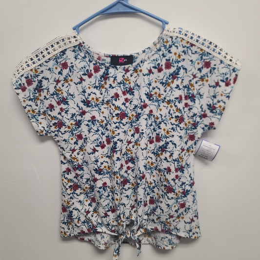 white/rust/blue iz byer Flowered Shirt 10/12, 10 G