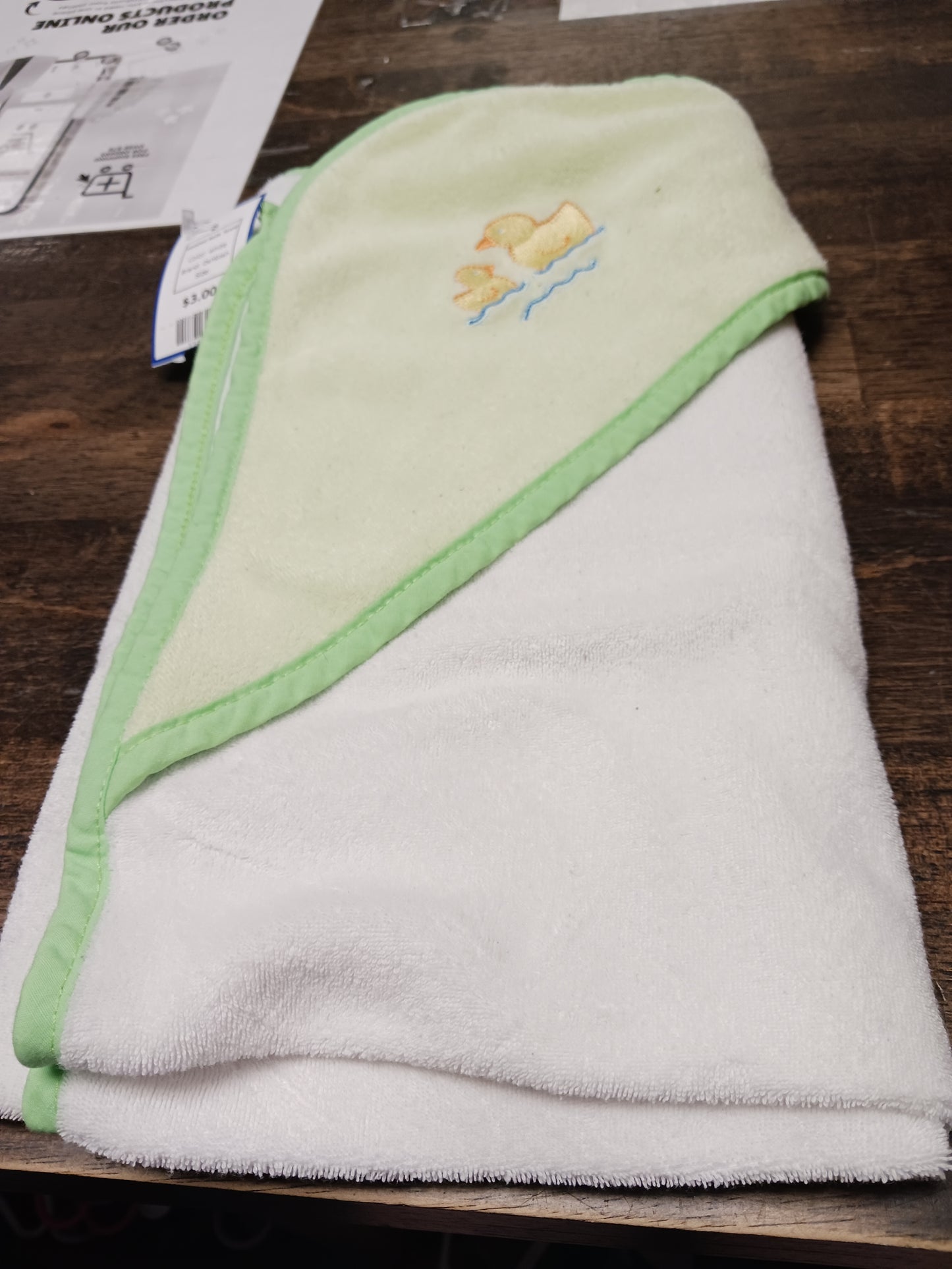 white OshKosh Hooded Bath Towel