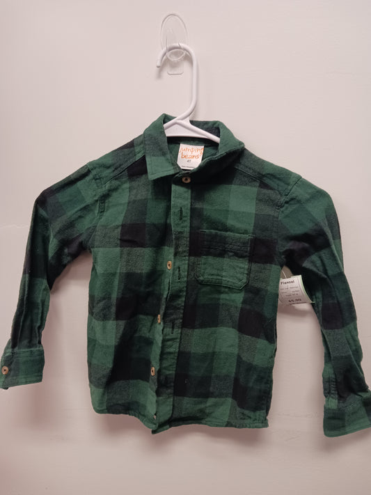 Green/Black Plaid Jumping Bean Flannel, 4T B