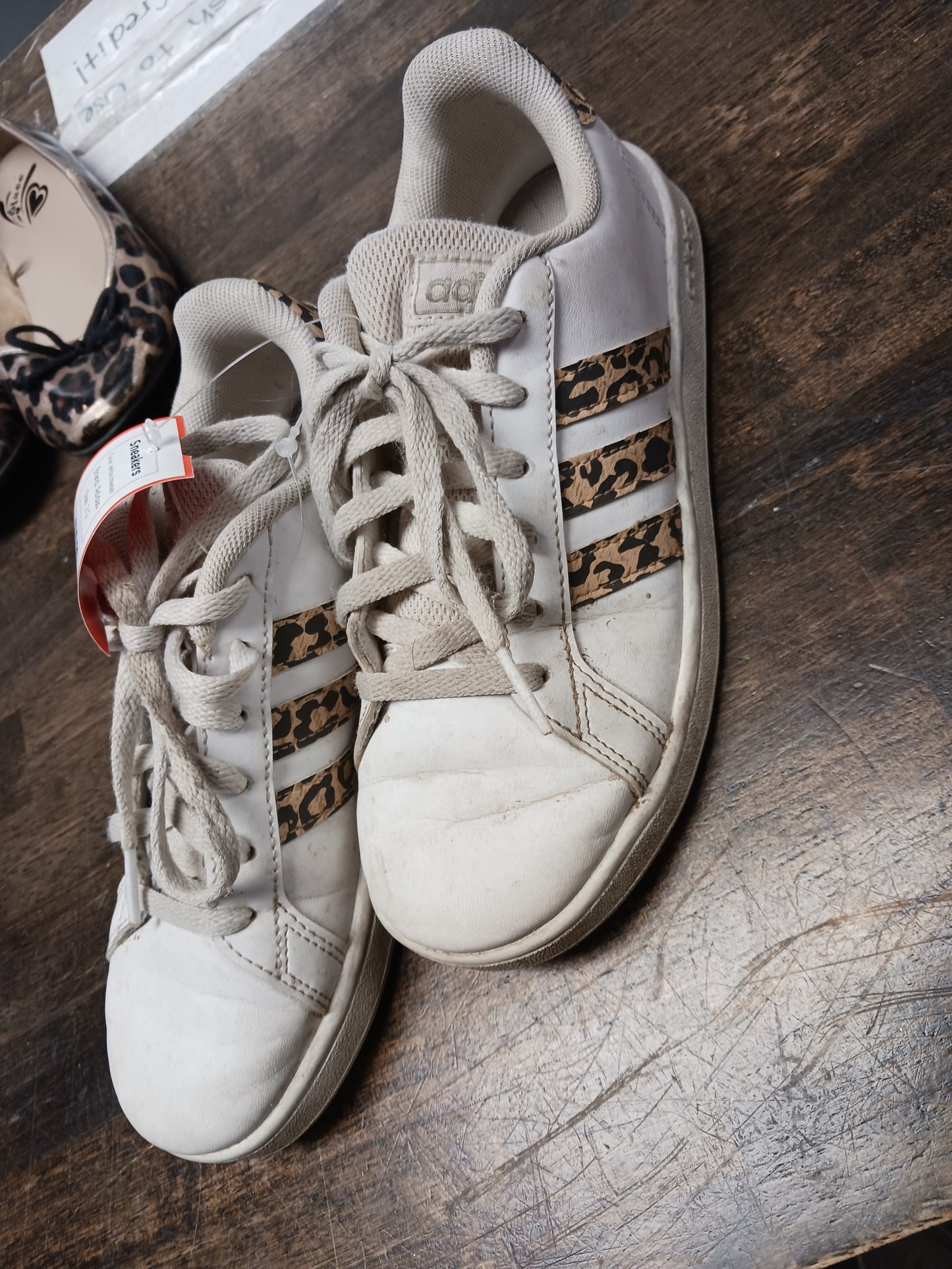 white/cheetah Adidas Sneakers, 2 G