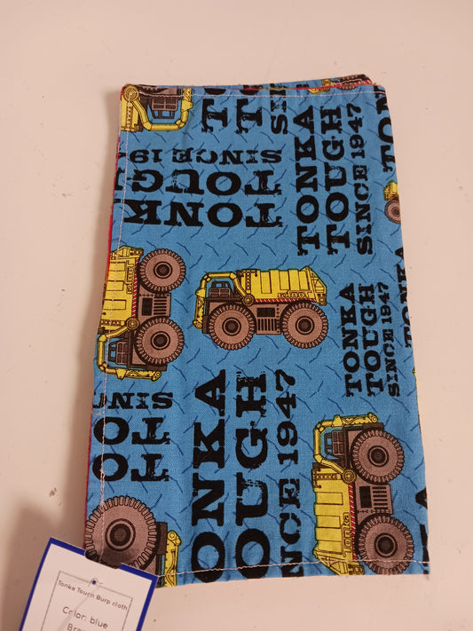 blue  Tonka Tough Burp cloth