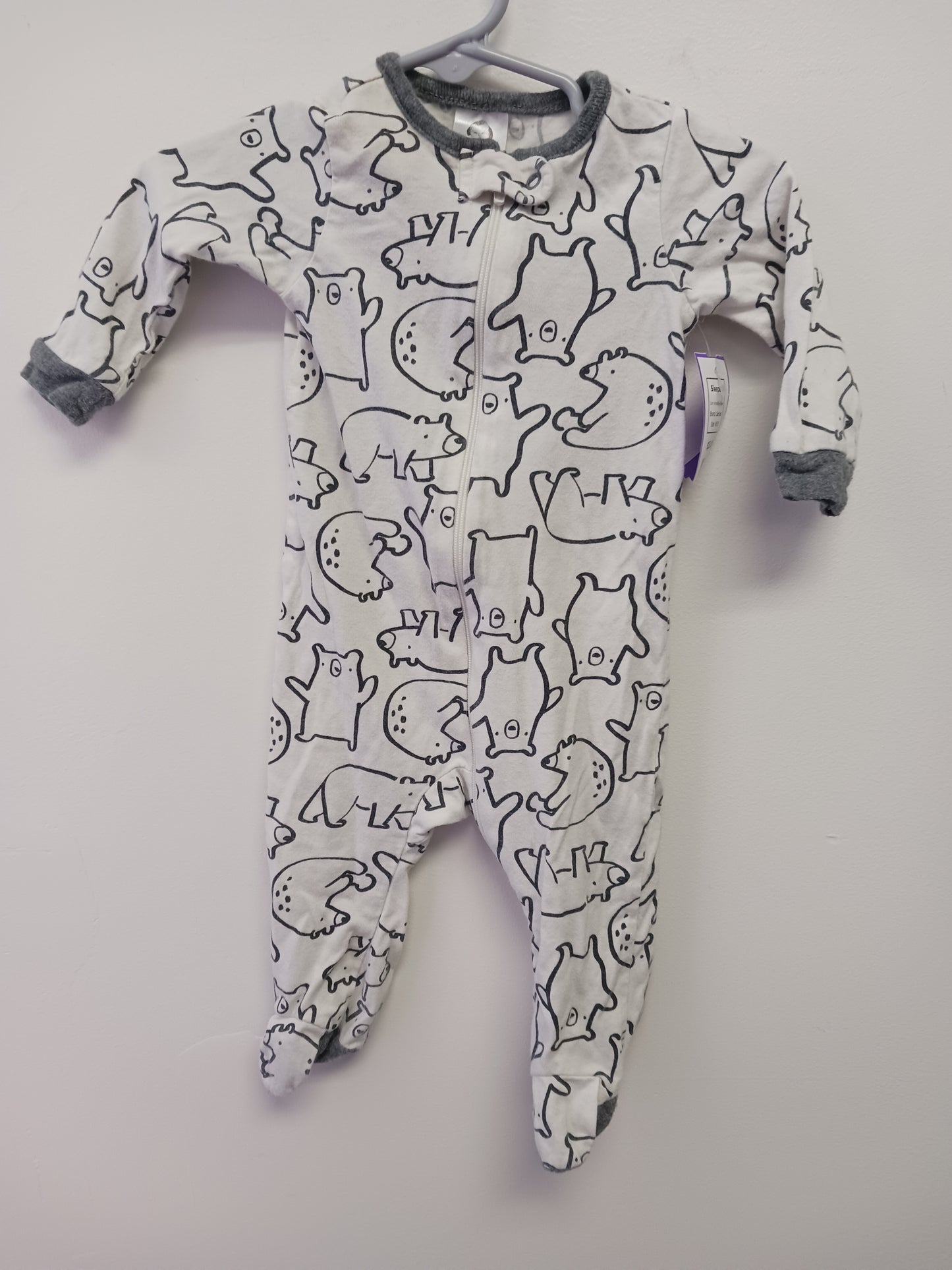 White/Grey Bear Gerber Sleeper, NB B