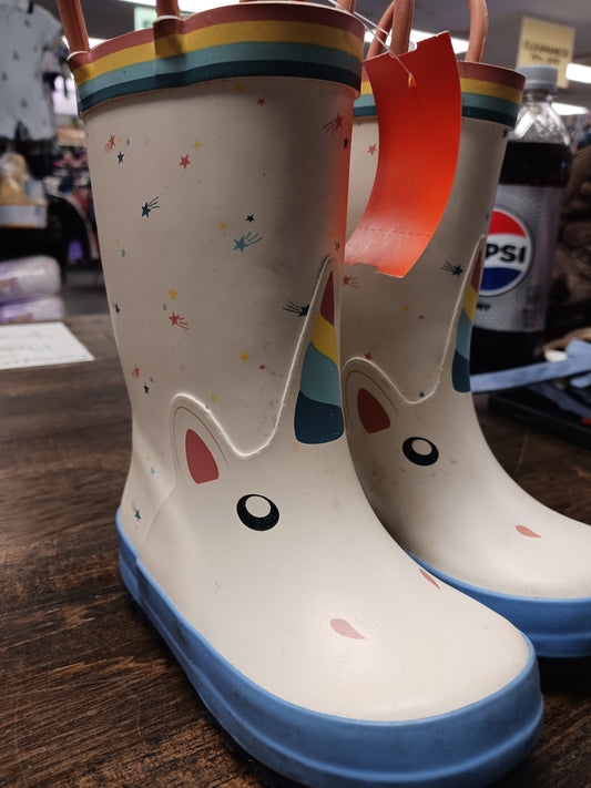 white  Unicorn Rain Boots, 5 G