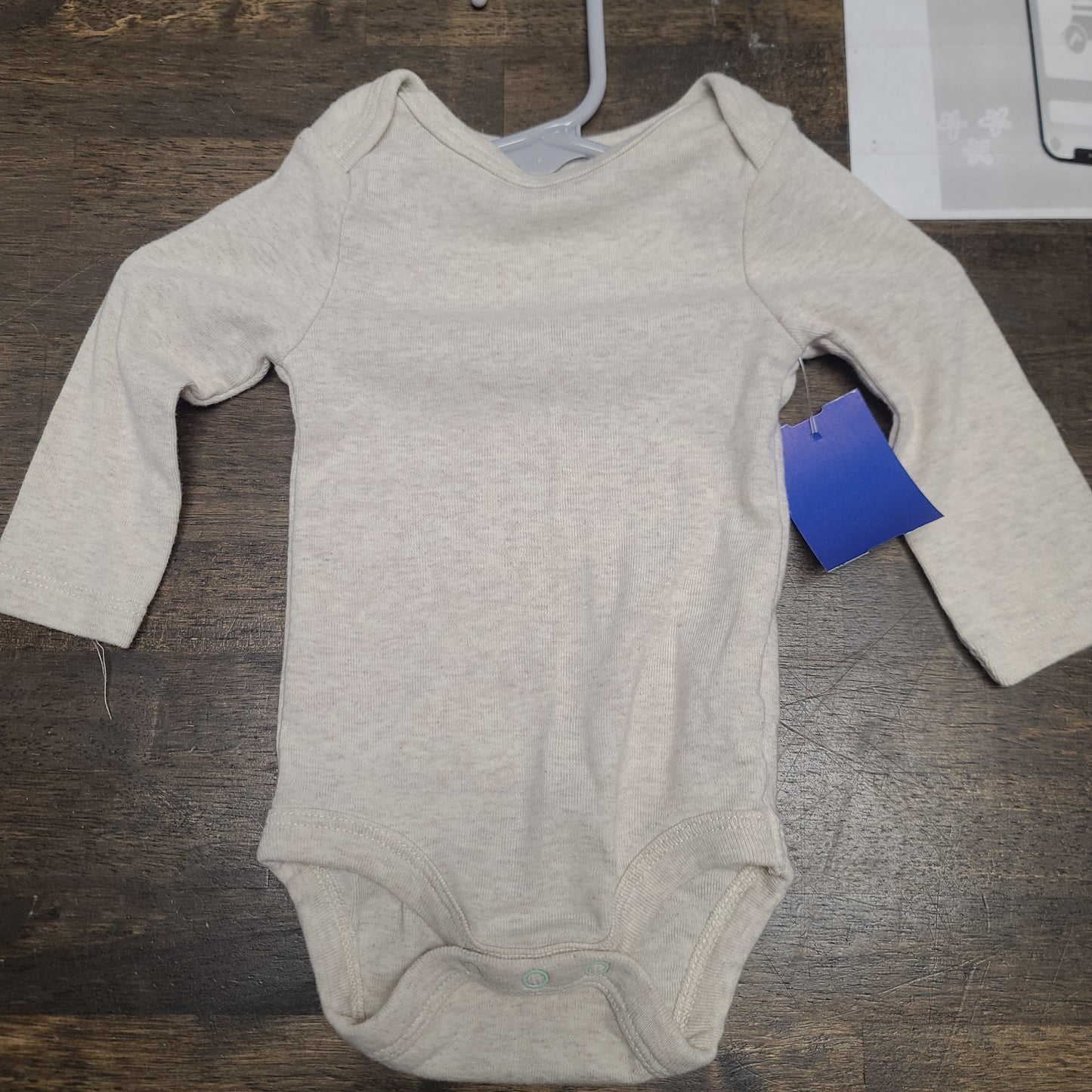 tan cloud island long sleeve onesie, NB B