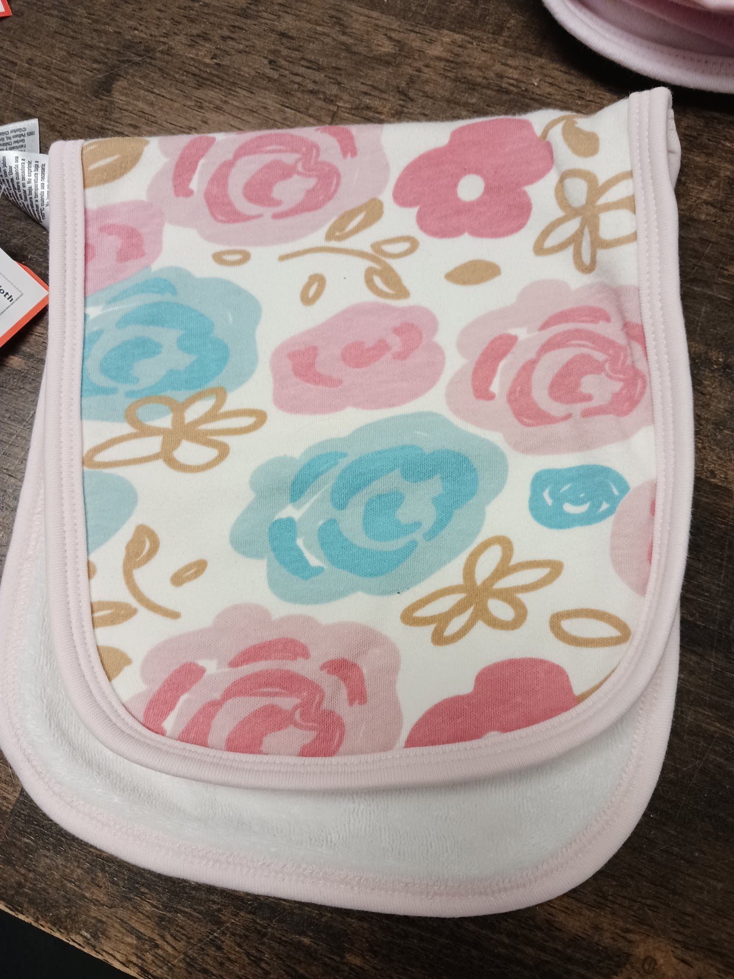 pink/white flowers Gerber Flower Burp cloth