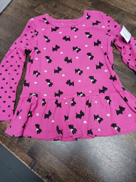 Pink/Black Dog/Heart Jumping Bean Longsleeve Shirt, 4T G