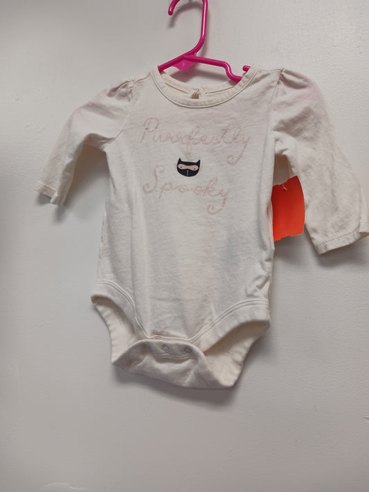 White Purrfectly Spooky Gap Longsleeve Onesie, NB G