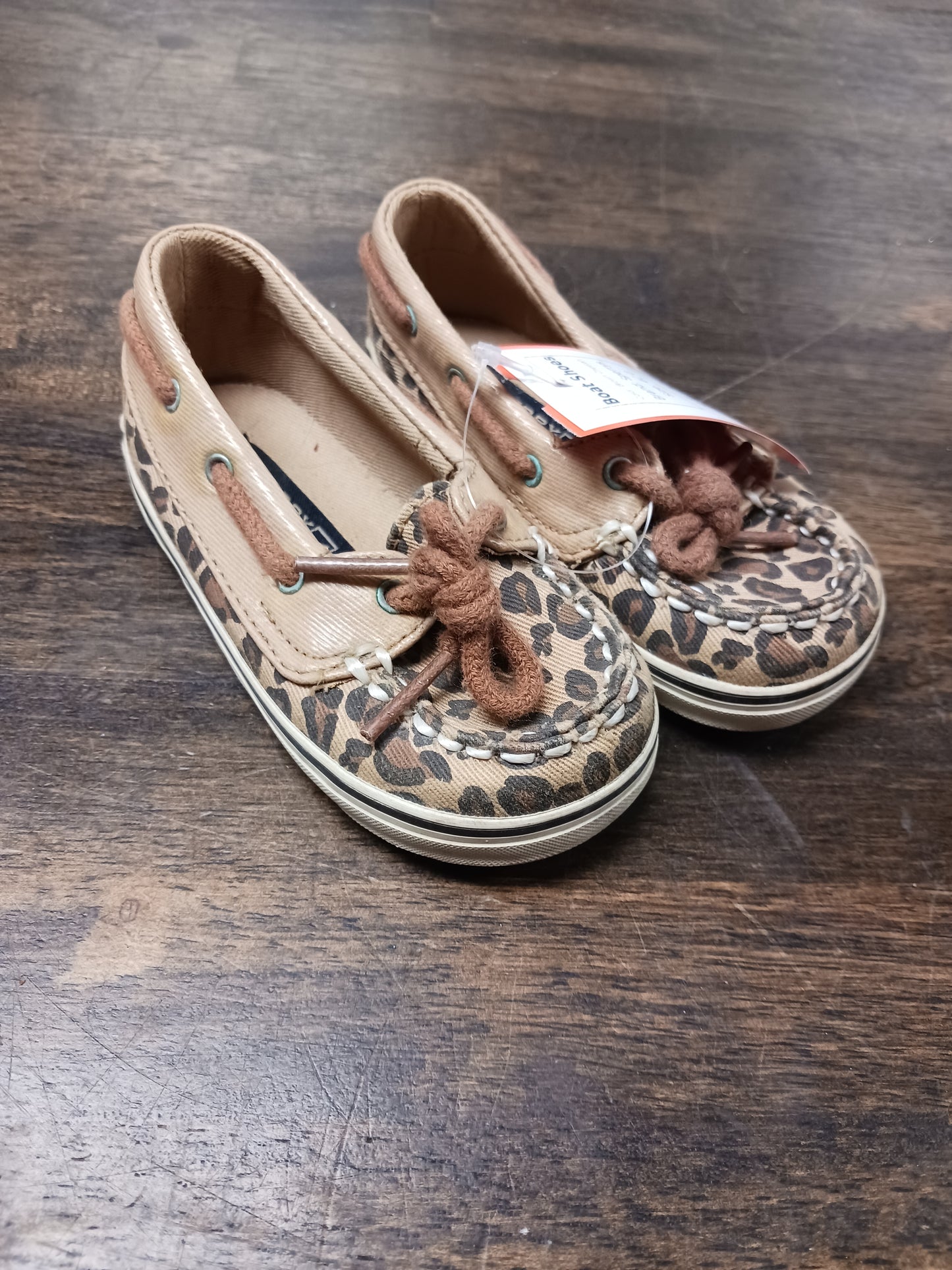 Brown Cheetah Sperrys Boat Shoes, 4C G