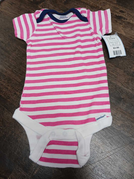 Pink/White Striped Gerber Onesie, 3M G