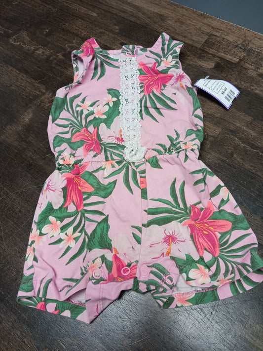 Pink Flower Carters Short One Piece, 12M G
