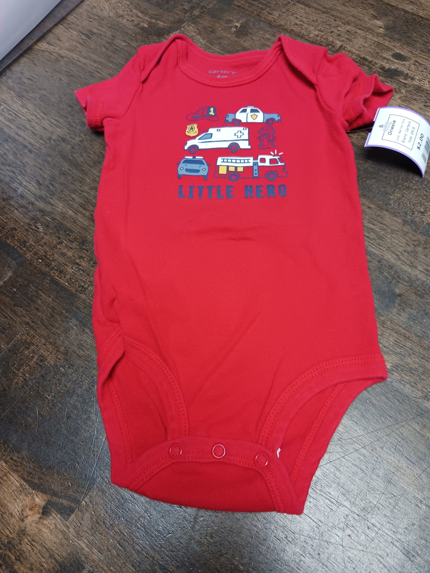 Red Fire Truck Carters Onesie, 6M B