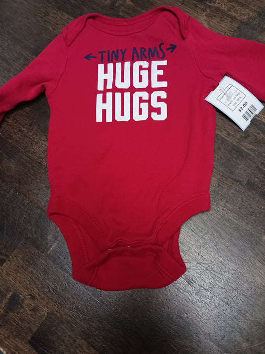 Red Huge Hugs Old Navy Longsleeve Onesie, 3M B