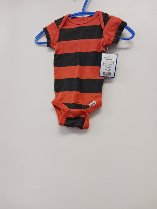 Grey/Orange Striped Gerber Onesie, NB B