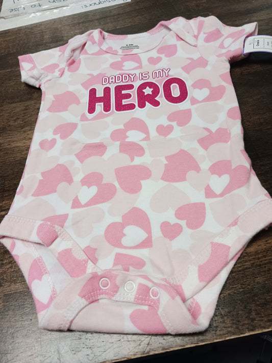 Pink/White Heart  Onesie, 6M G