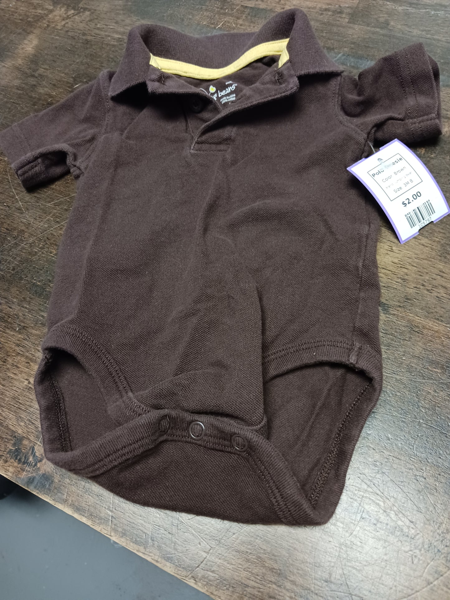Brown Jumping Bean Polo Onesie, 3M B