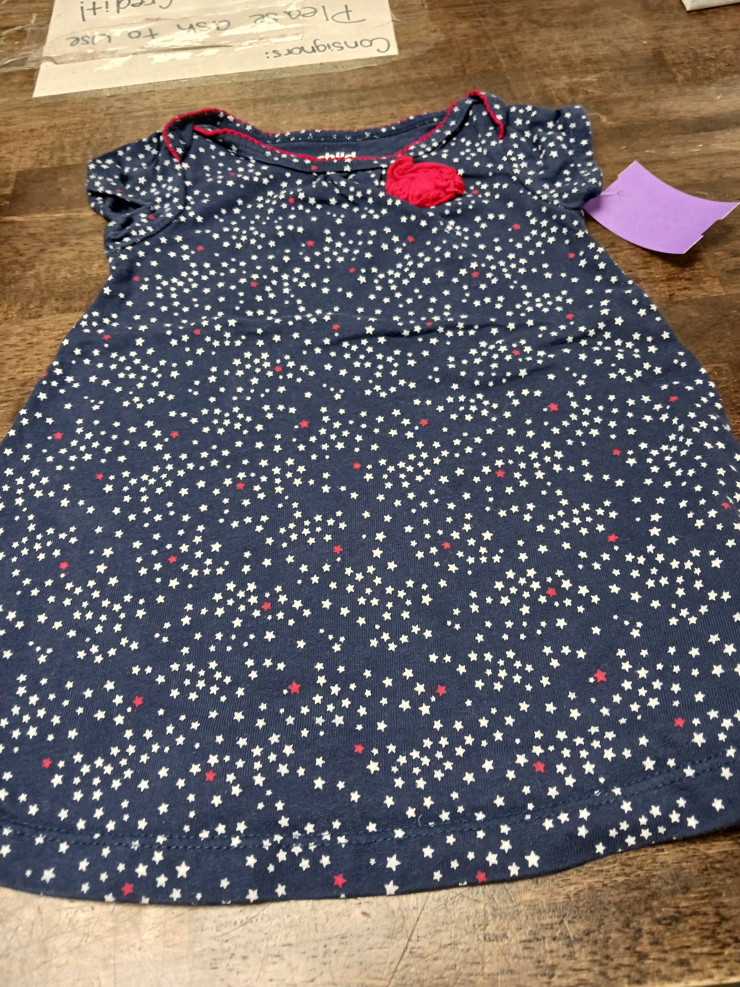 Navy/White/Red Star Childrens Place Dress, 6M G