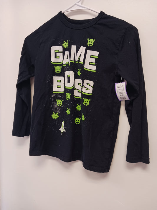 Black Game Boss Childrens Place Longsleeve Shirt, 7 B