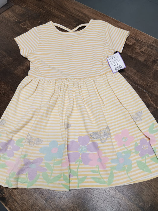 White/Yellow Striped Freestyle Dress, 4T G