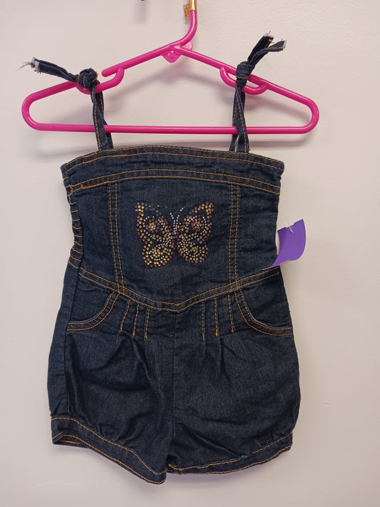 Denim Pink House Romper, 12M G