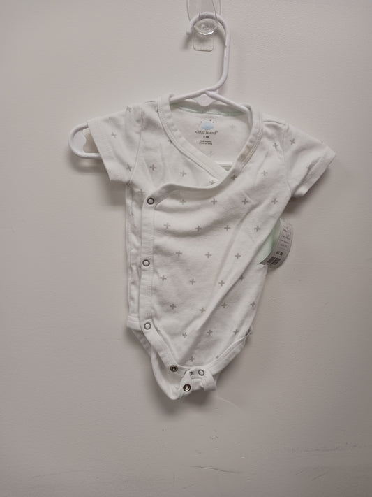 white/grey Cloud Island Cross Onesie, 0-3M B