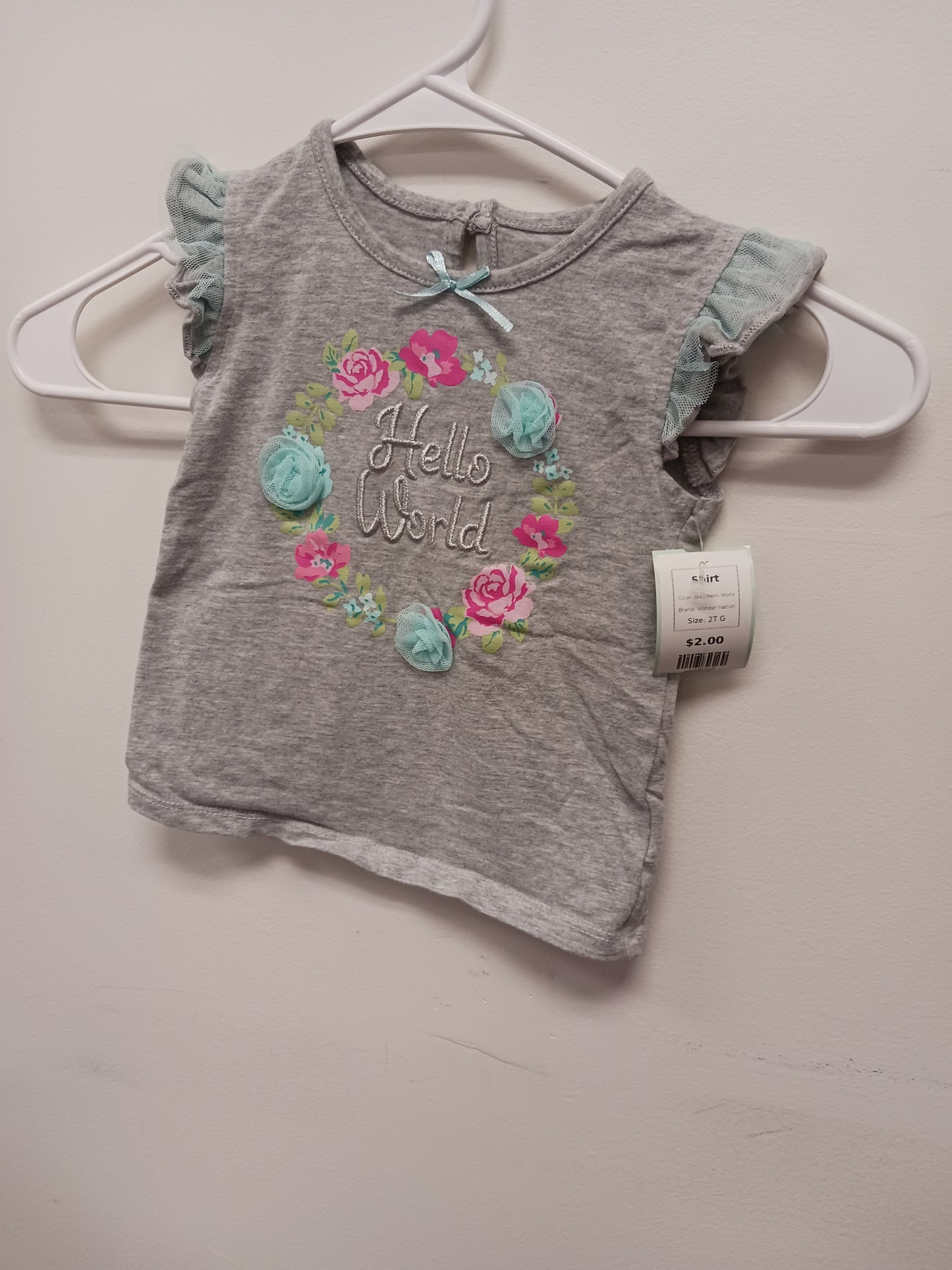 Grey Hello World Wonder Nation Shirt, 2T G