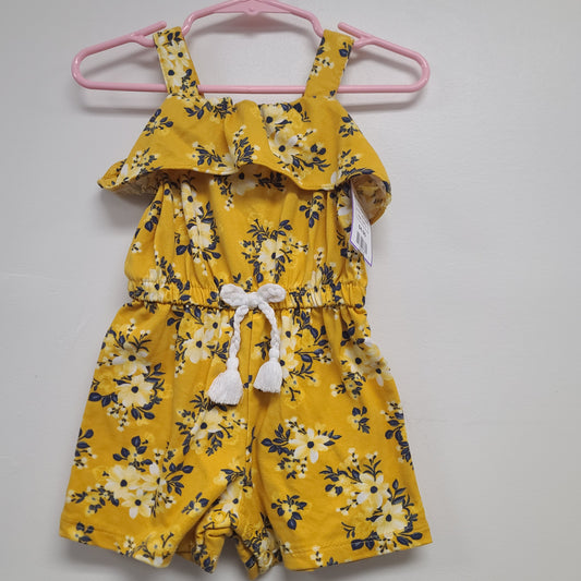 Yellow Flower Little Lass Short Romper, 12M G