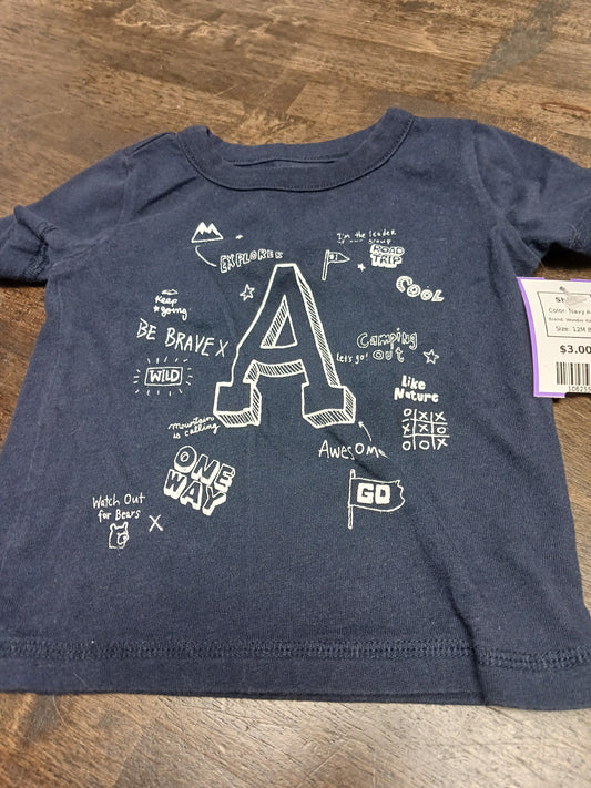 Navy A Wonder Kids Shirt, 12M B