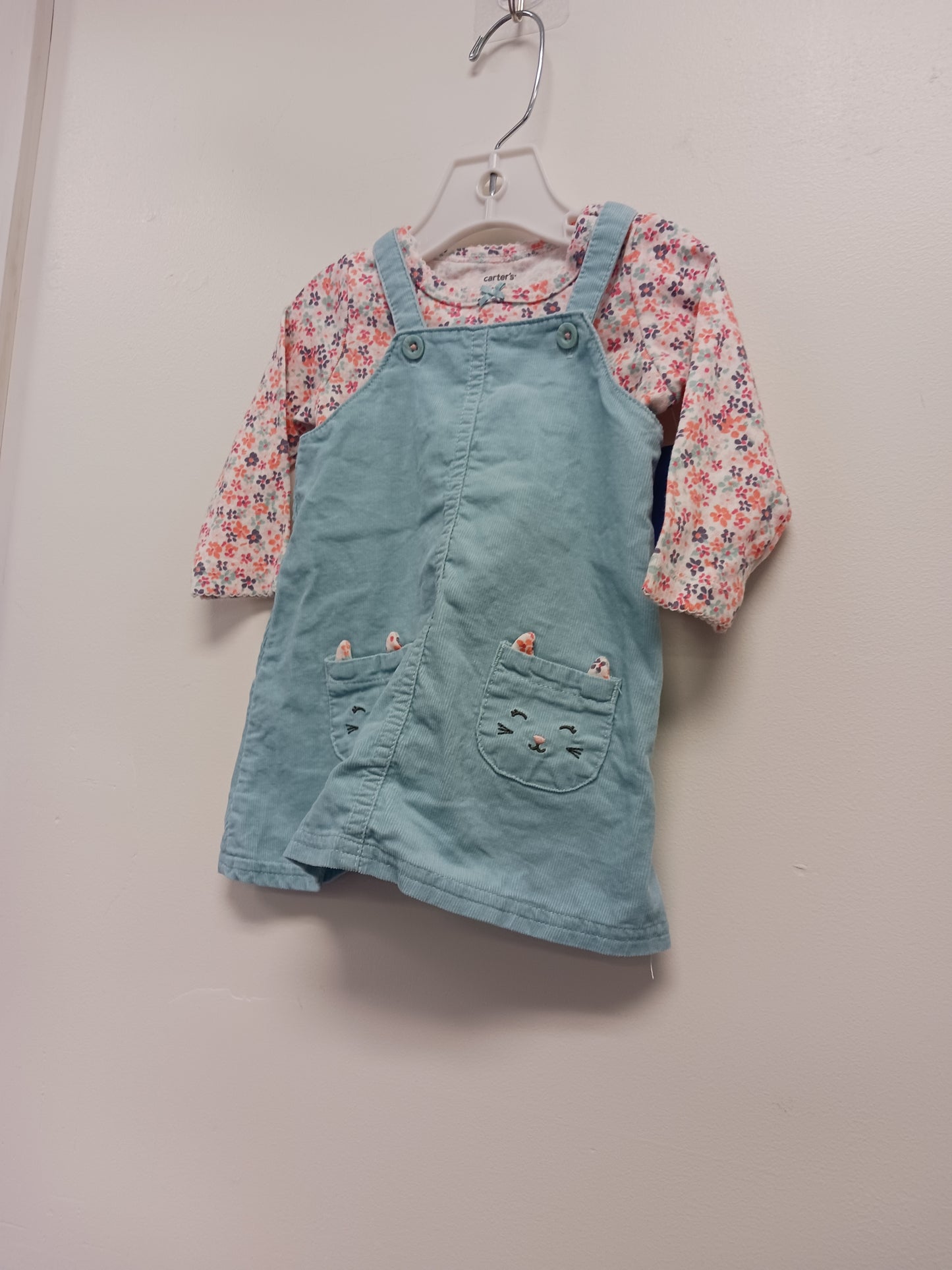 Pink/Blue Flower Carters Outfit, 6M G